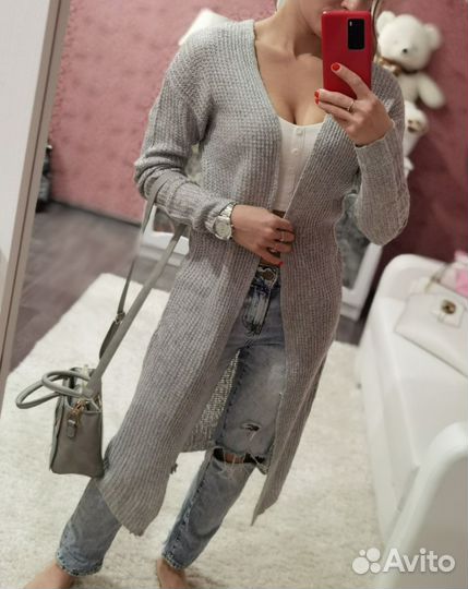 Кардиган вязаный в пол макси