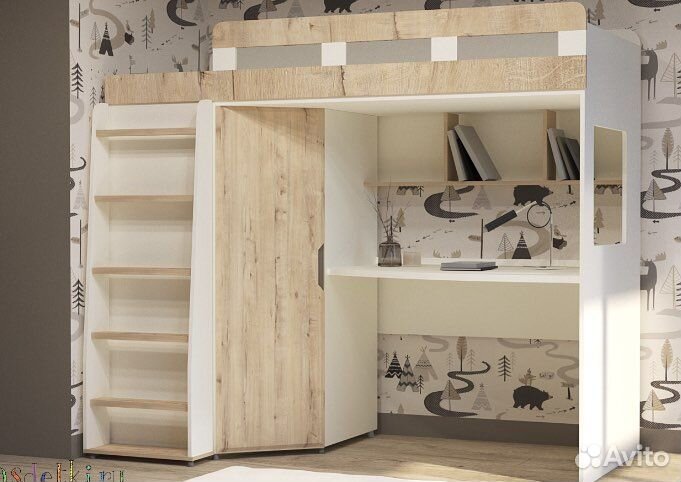 Двухъярусная Кровать чердак с рабочим местом