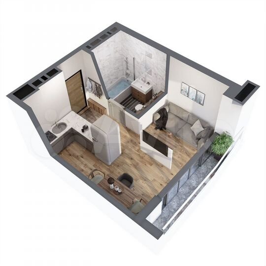 1-к. апартаменты, 29,5 м², 2/8 эт.