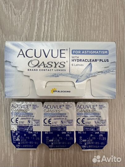 Линзы acuvue oasys astigmatism -1,75 -1,25/020/8,6