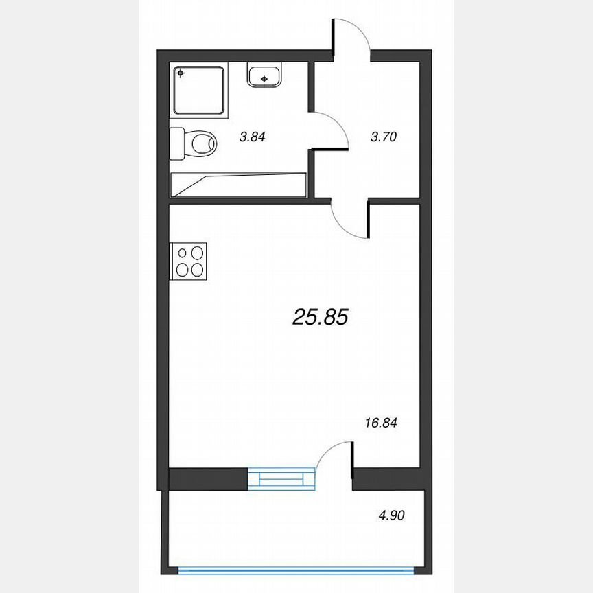 Квартира-студия, 29,3 м², 15/22 эт.