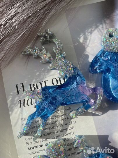 Набор ёлочных игрушек из эпоксидной смолы