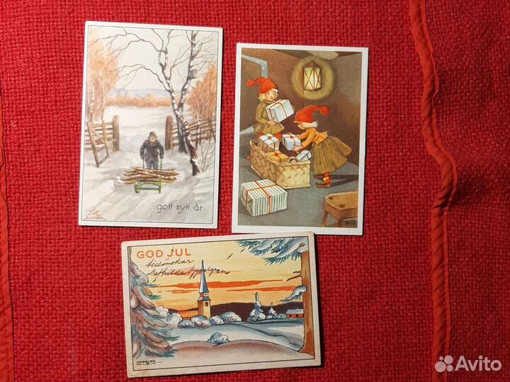 Открытки Новый год набор Швеция 20 век/ 12шт
