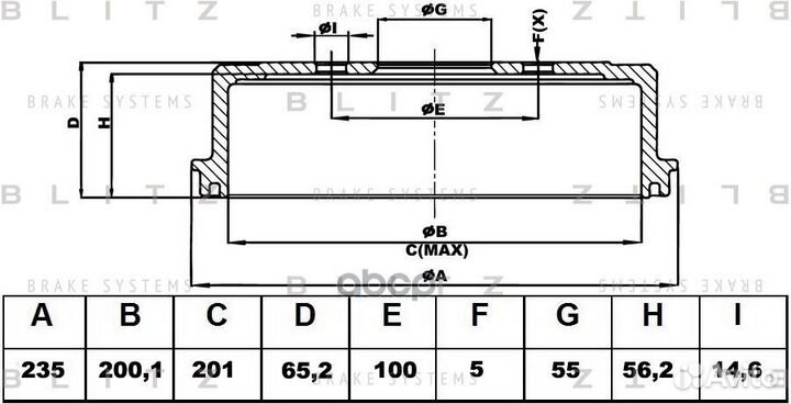 Барабан тормозной BT0114 Blitz