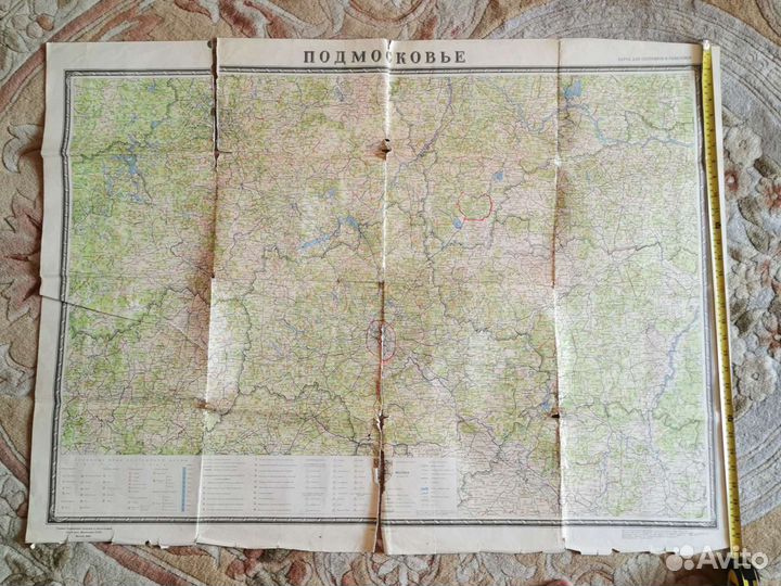 Карта подмосковья для охотников и рыболов 1968г