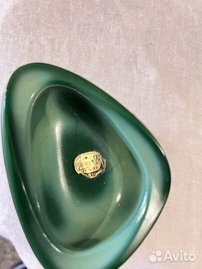 Шкатулка, пепельница из малахитового стекла СССР