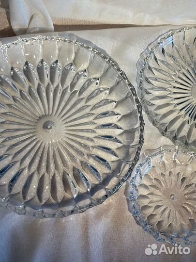 Ваза трехъярусная для фруктов хрустальная СССР