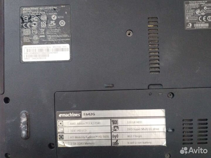 Ноутбук Emachines e642g на запчасти