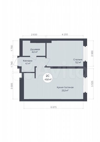 2-к. квартира, 43,6 м², 24/25 эт.
