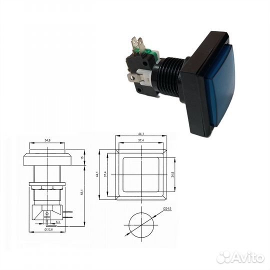 1 шт Кнопочный переключатель gmsi-2B-S 44 мм 5 А 2