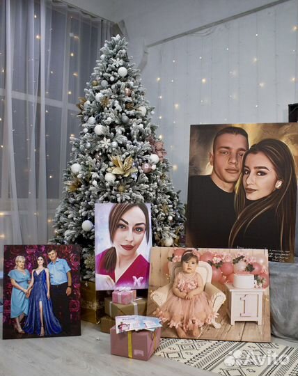 Портреты на холсте по фото на заказ