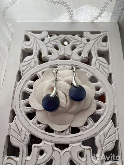 Серьги серебро «Кошачий глаз»