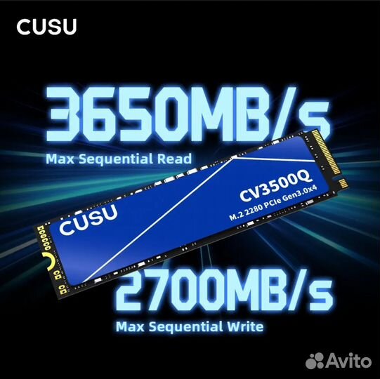 Ssd m2 nvme 512gb / 256gb Cusu cv3500q 3650 mb/s