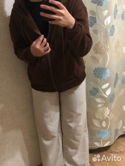 Зип-худи однотонное коричневое