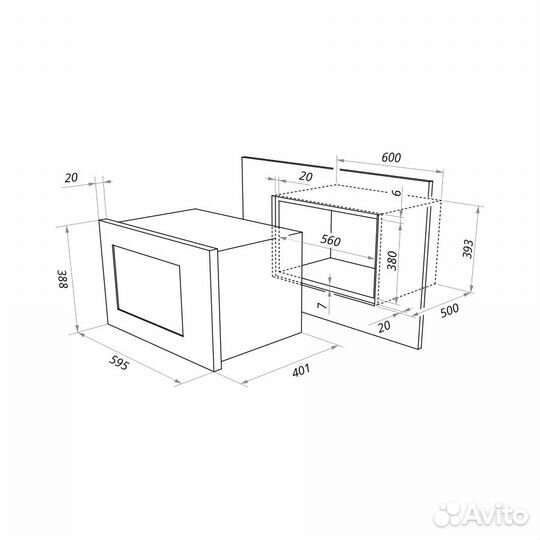 Встраиваемая микроволновая печь Maunfeld mbmo.25.7GBG