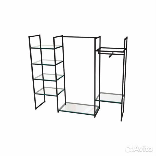 Стеллаж для одежды кс-1707 со стеклом в стиле Loft