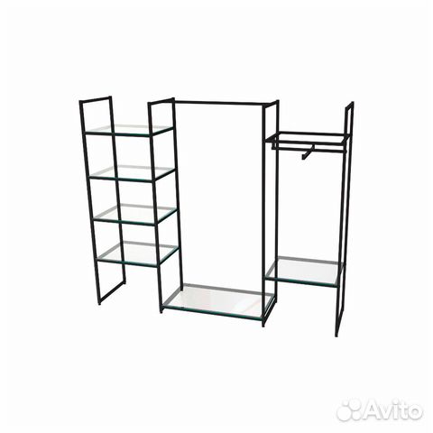 Стеллаж для одежды кс-1707 со стеклом в стиле Loft