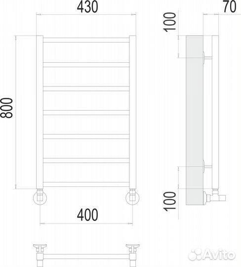 Полотенцесушитель Terminus Контур П7 400х800