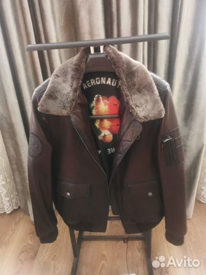 Зимняя кожаная куртка aeronautica militare