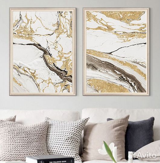 Стильные картины с поталью Золото