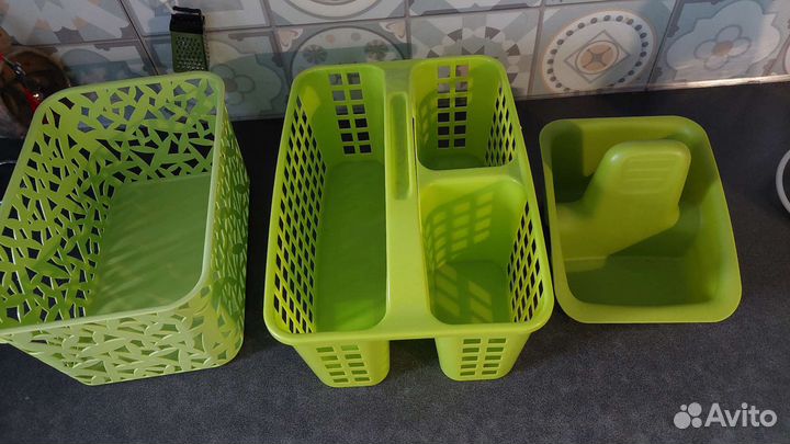 Емкость пластиковая, корзина для кухни, скалка