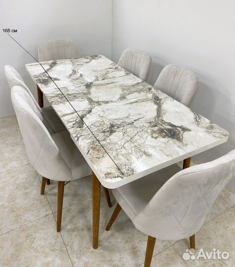 Стол обеденный раздвижной и стулья 6 шт