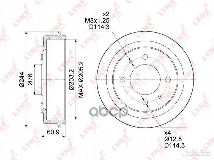 Барабан тормозной зад BM-1071 BM1071 lynxauto