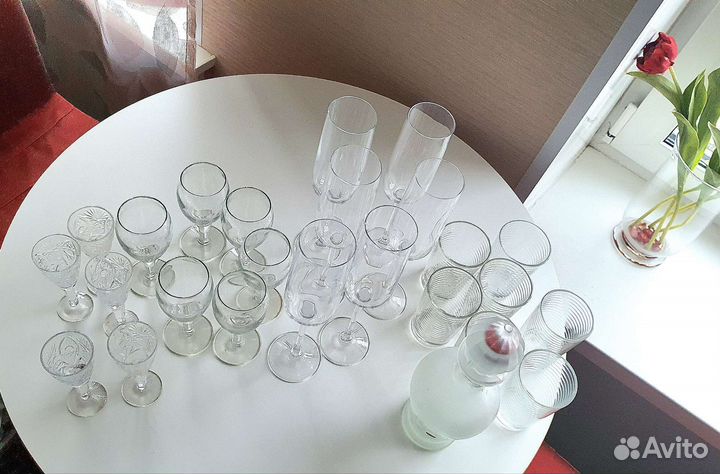 Бокалы, фужеры, стаканы, стопки, штоф