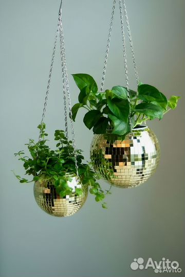 Кашпо из диско шара / кашпо из зеркальной мозаики