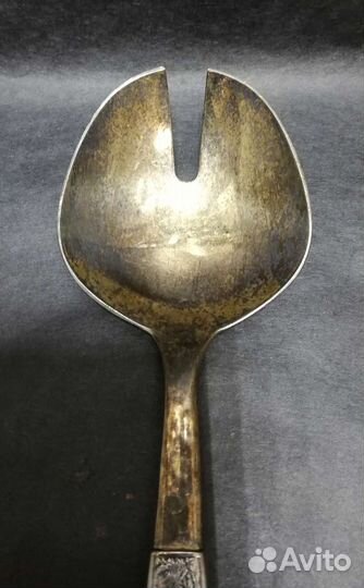 Винтажная салатная ложка, серебро 916