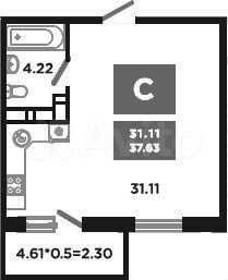 1-к. квартира, 37,6 м², 11/16 эт.