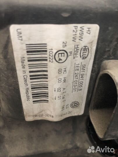 Фара Golf 5 Plus передняя левая оригинал