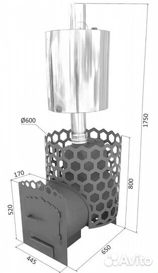 Печь для бани из 426 трубы 8мм
