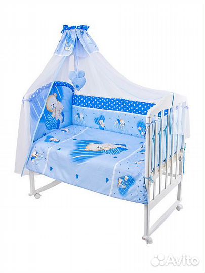 Бортики в кроватку с балдахином и комплектом посте