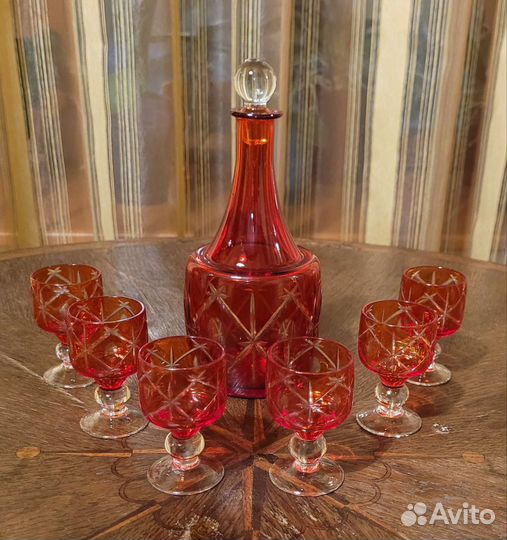 Винный набор цветной хрусталь