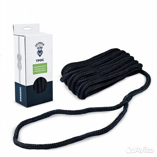 Трос швартовый с огоном плетеный, 8мм, 6.1м, черны