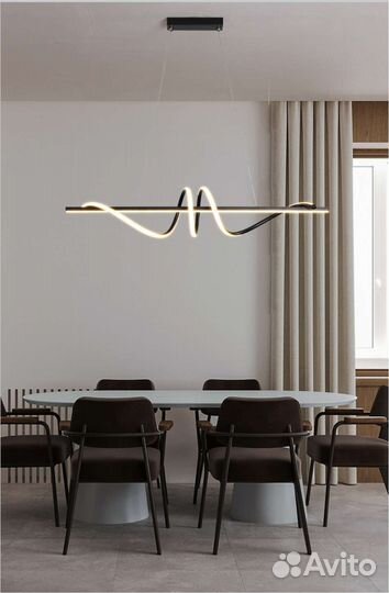 Подвесная люстра минимализм (черный, золотой)