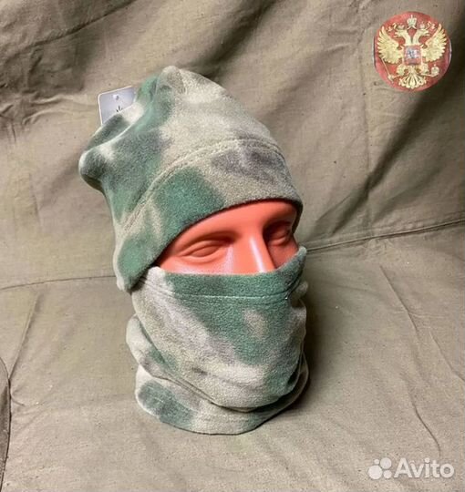 Флисовая шапка и баф тактический мох