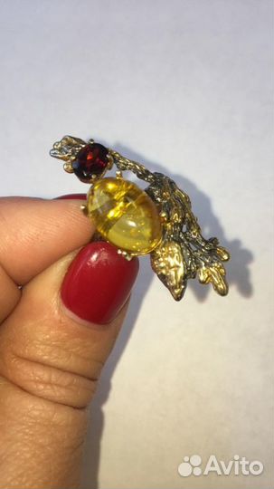 Серебряное кольцо Янтарь