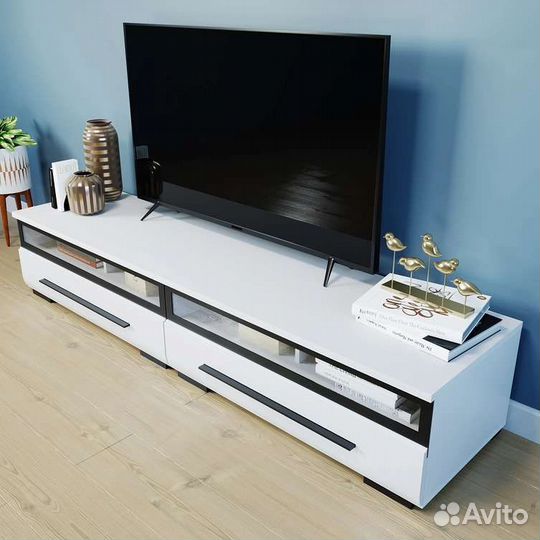 Тумба под тв белый глянец 