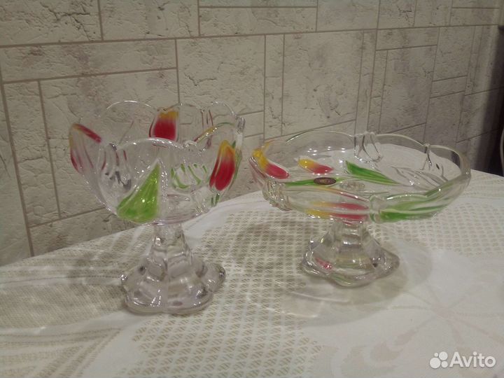 Вазы для фруктов на ножке стекло, цена за 1 шт