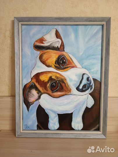 Картина маслом на холсте Джек-рассел-терьер