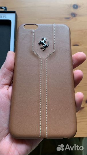 Чехол на iPhone 6 plus ferrari натур.кожа