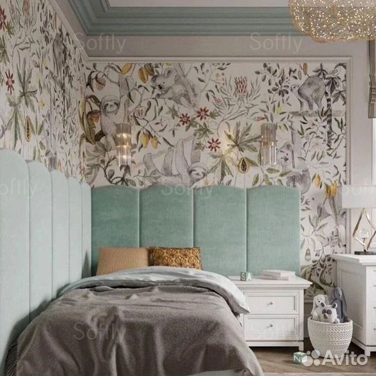 Детская кровать с мягкой спинкой