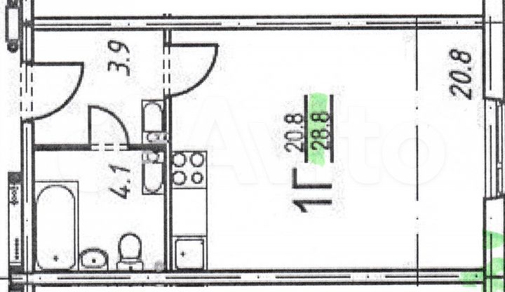 Квартира-студия, 28,8 м², 8/17 эт.