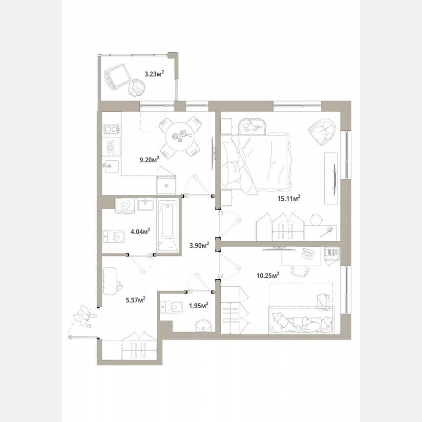 2-к. квартира, 51 м², 7/12 эт.