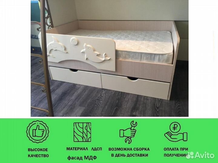 Кровать детская с бортиком Алиса