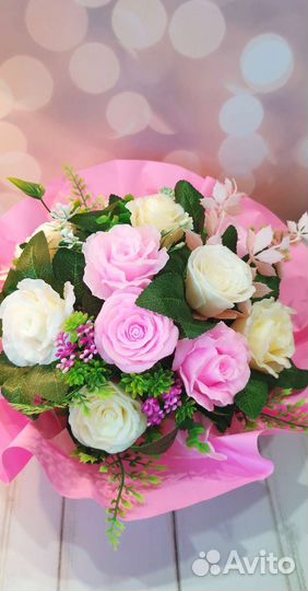 Подарок маме Букет цветов из мыла Розы