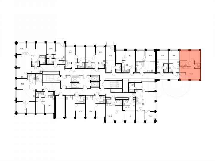 2-к. квартира, 54,5 м², 2/32 эт.