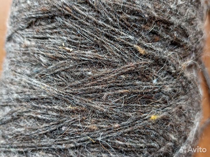 Пряжа носочная серая овечья шерсть 1 моток